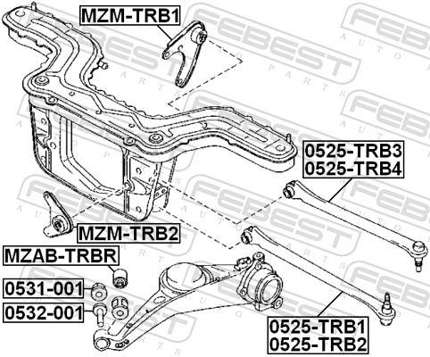 Febest Draagarm-/ reactiearm lager MZAB-TRBR