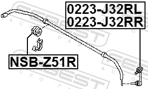 Febest Stabilisatorstang rubber NSB-Z51R