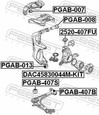 Febest Draagarm-/ reactiearm lager PGAB-407S