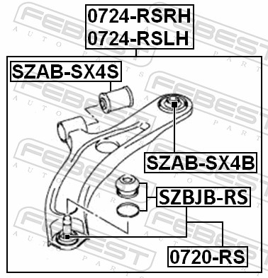 Febest Draagarm-/ reactiearm lager SZAB-SX4B