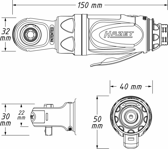 Hazet Ratelsleutel (perslucht) 9020P-2
