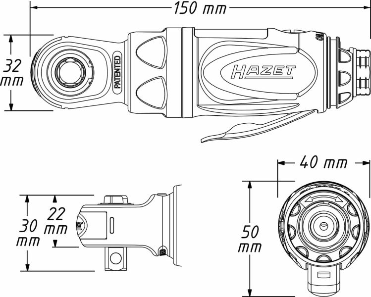 Hazet Ratelsleutel (perslucht) 9021P-2