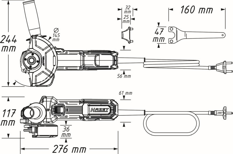 Hazet Haakse slijper (perslucht) 9633-10