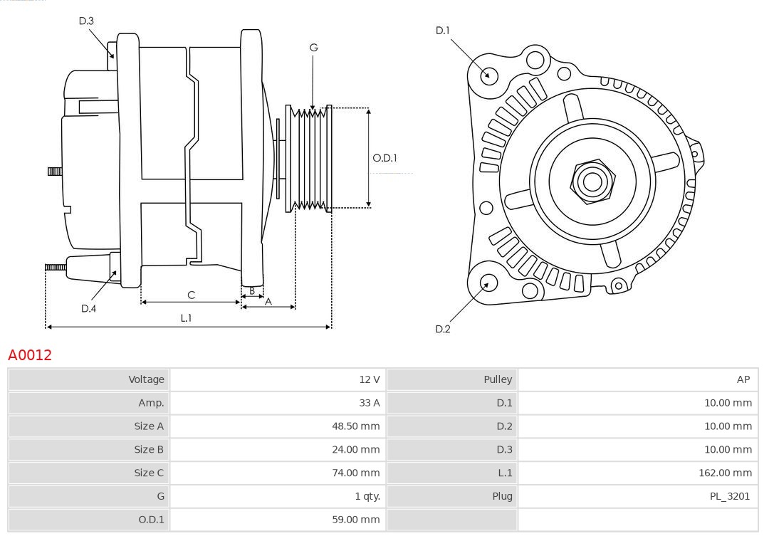 AS-PL Alternator/Dynamo A0012