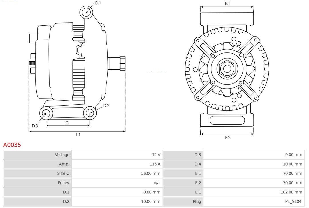 AS-PL Alternator/Dynamo A0035