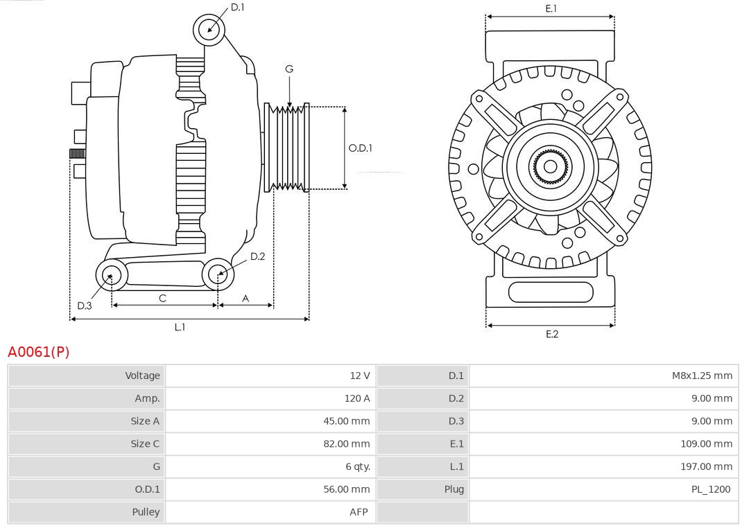 AS-PL Alternator/Dynamo A0061(P)