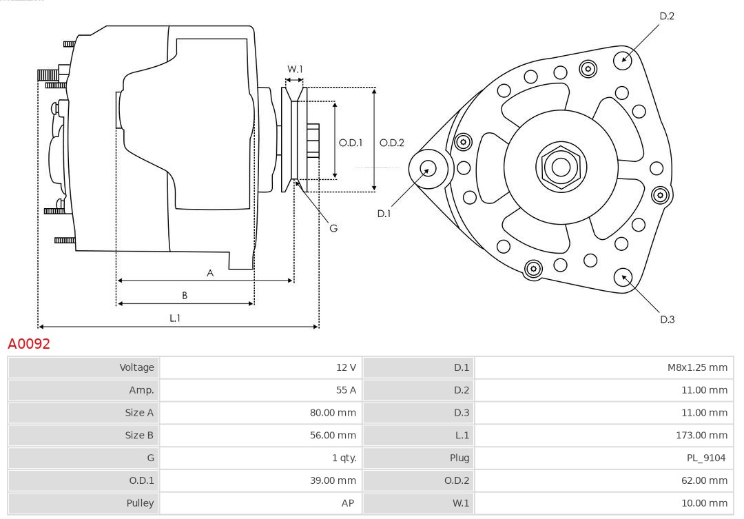 AS-PL Alternator/Dynamo A0092