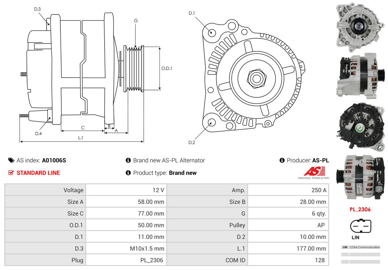 AS-PL Dynamo / Alternator A01006S