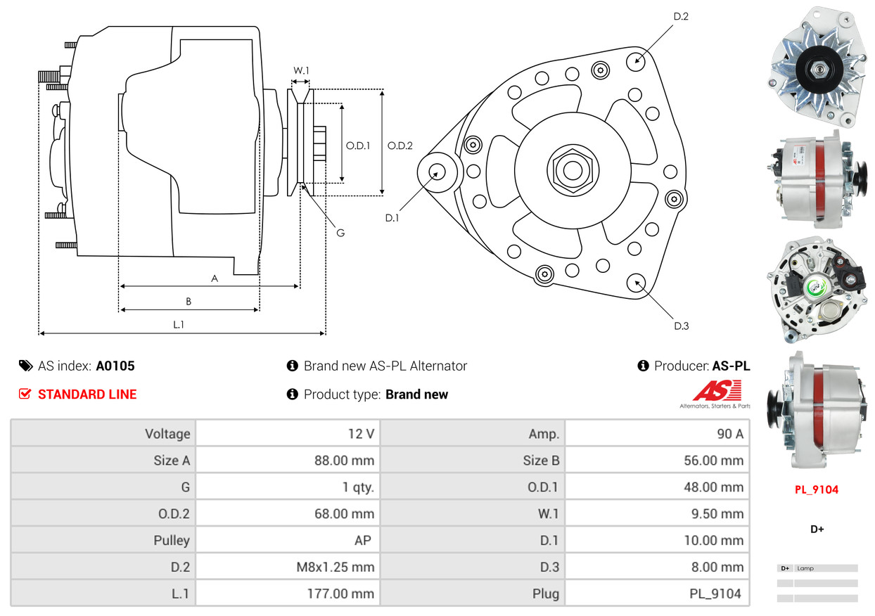 AS-PL Alternator/Dynamo A0105