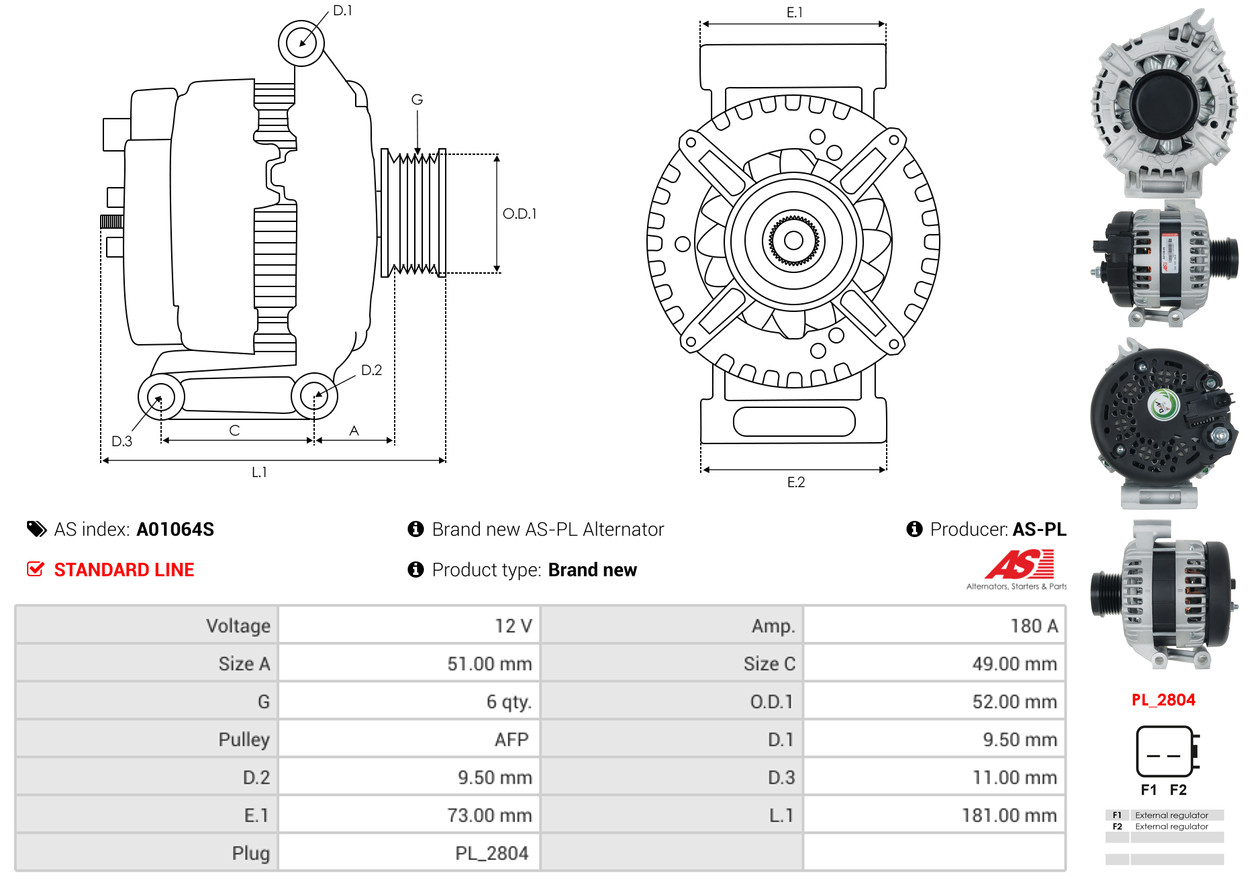 AS-PL Dynamo / Alternator A01064S