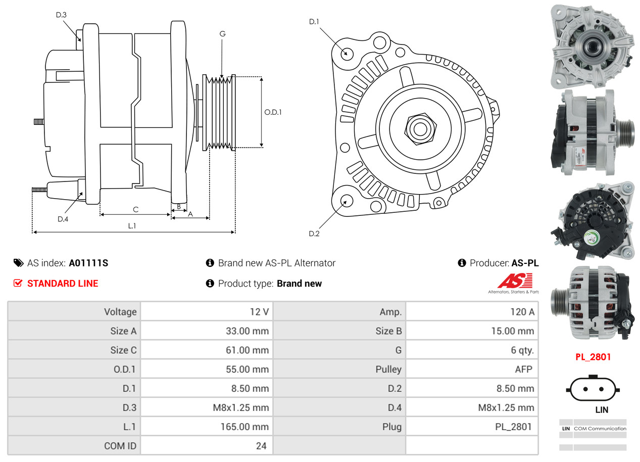 AS-PL Dynamo / Alternator A01111S