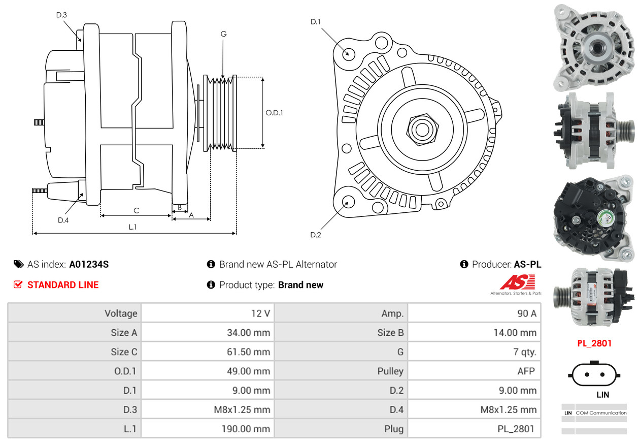 AS-PL Dynamo / Alternator A01234S