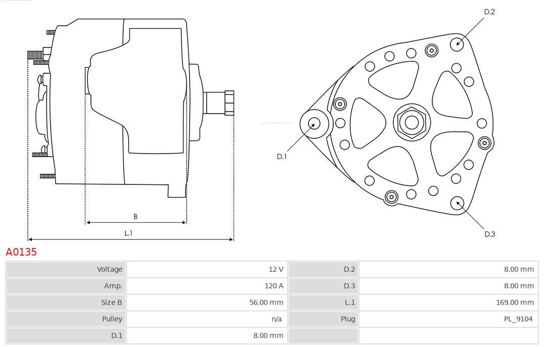 AS-PL Alternator/Dynamo A0135
