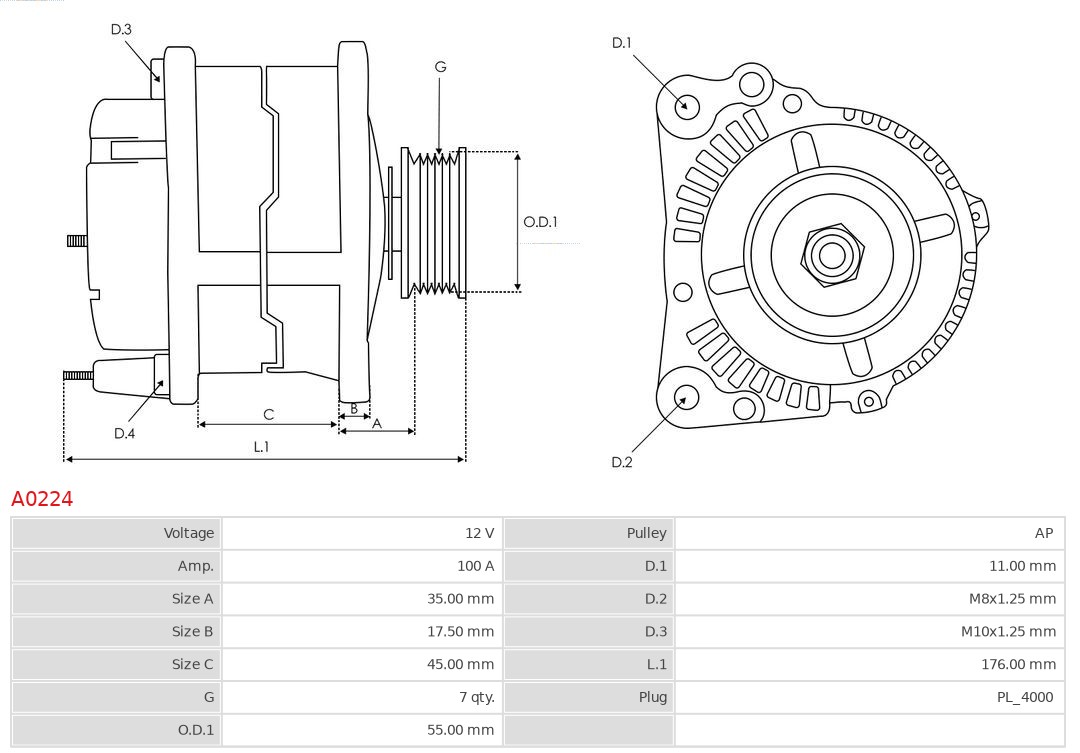 AS-PL Alternator/Dynamo A0224