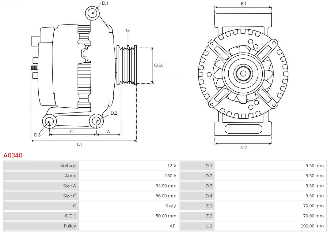 AS-PL Alternator/Dynamo A0340