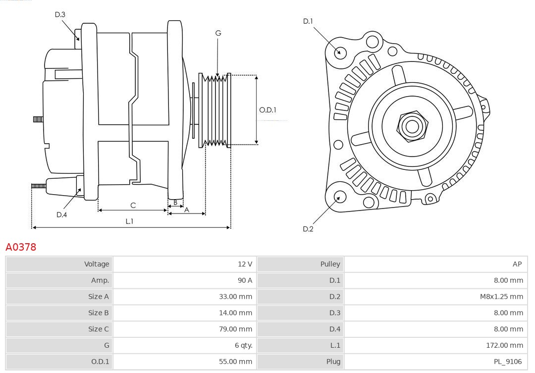 AS-PL Alternator/Dynamo A0378