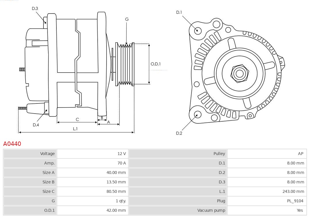 AS-PL Alternator/Dynamo A0440