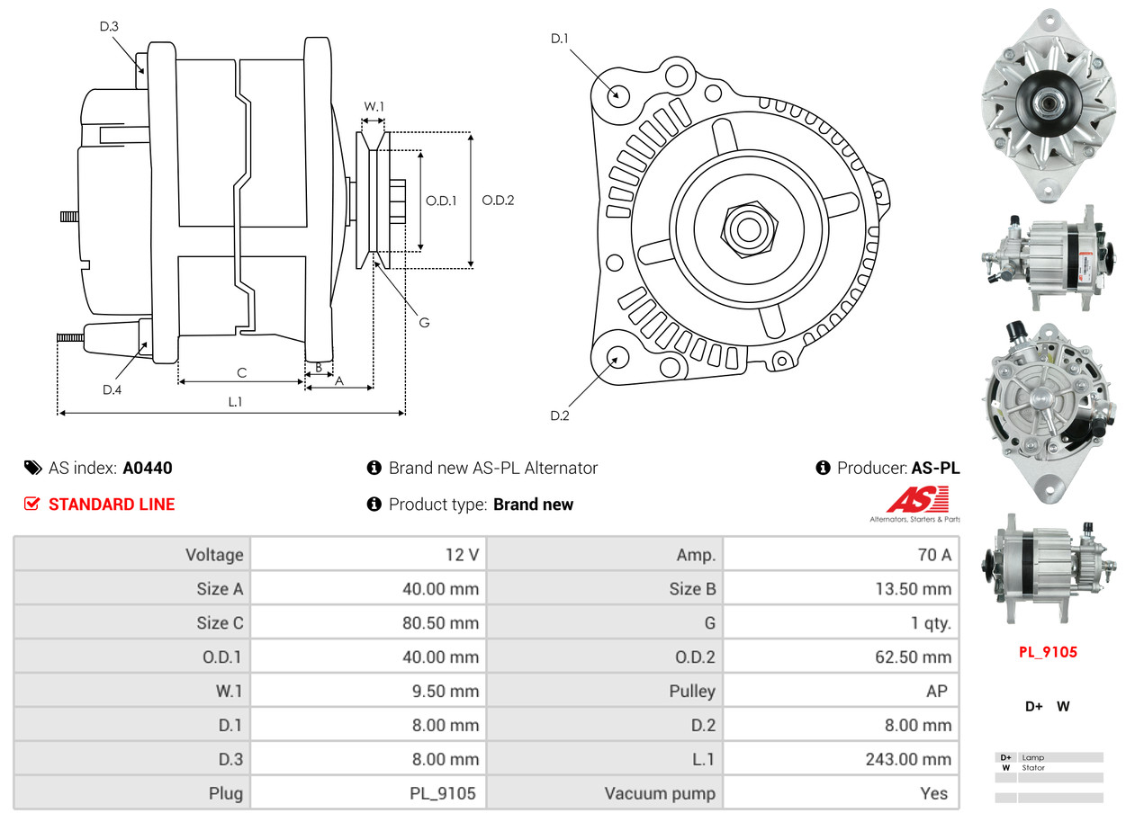 AS-PL Alternator/Dynamo A0440