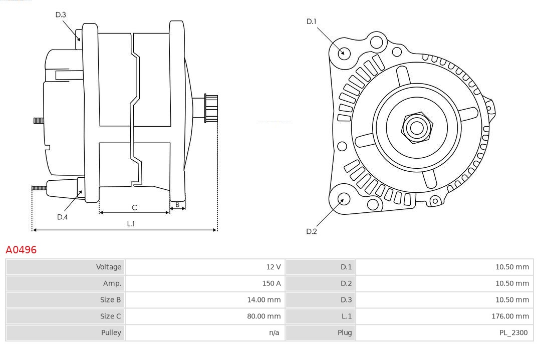 AS-PL Alternator/Dynamo A0496