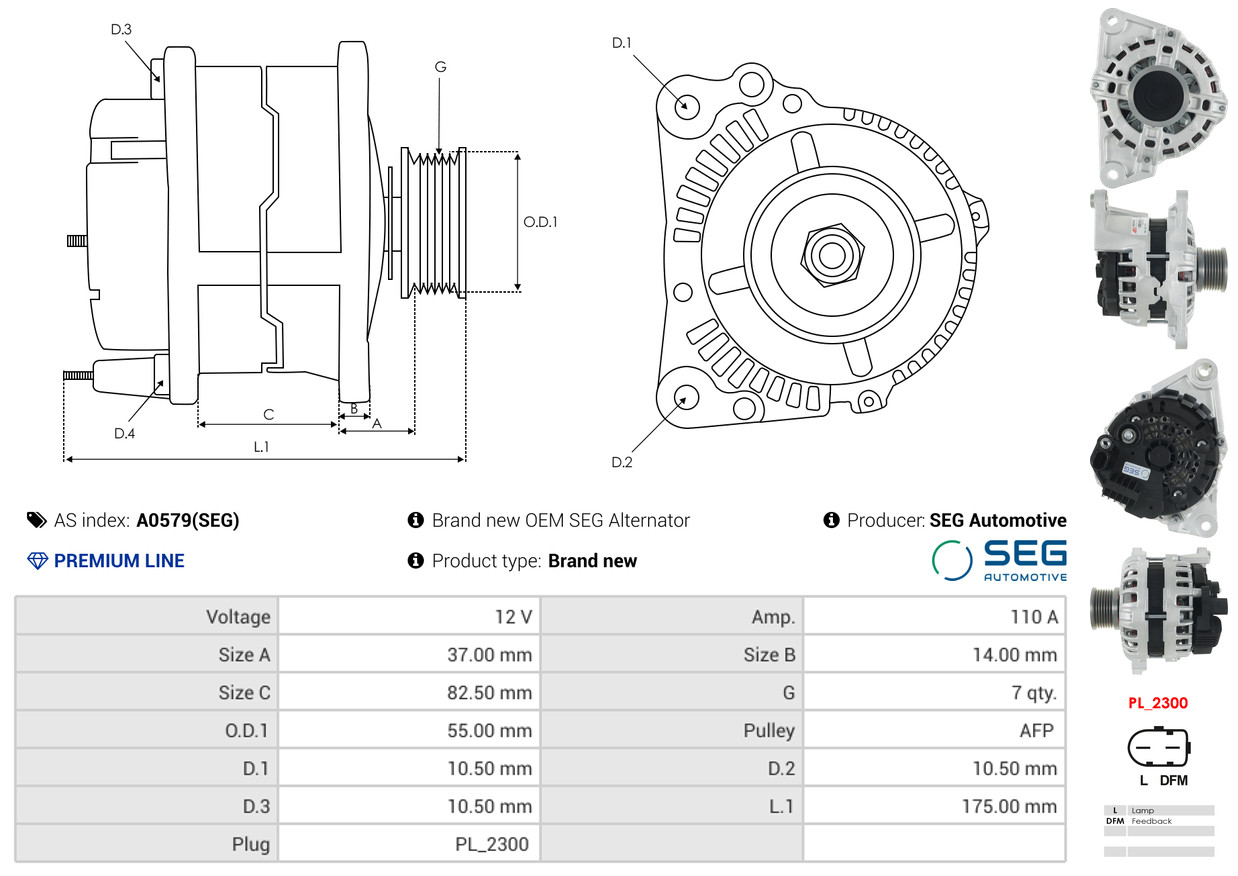 AS-PL Dynamo / Alternator A0579(SEG)