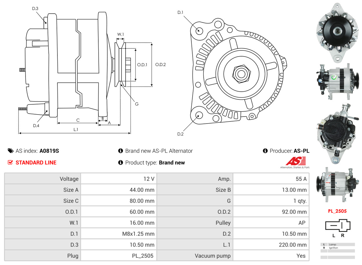 AS-PL Alternator/Dynamo A0819S
