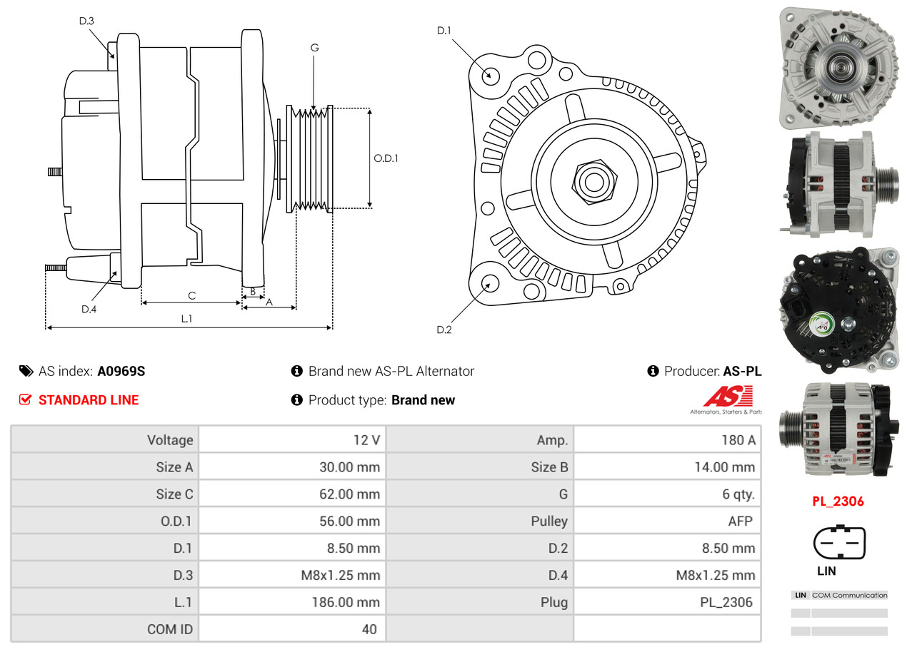 AS-PL Dynamo / Alternator A0969S