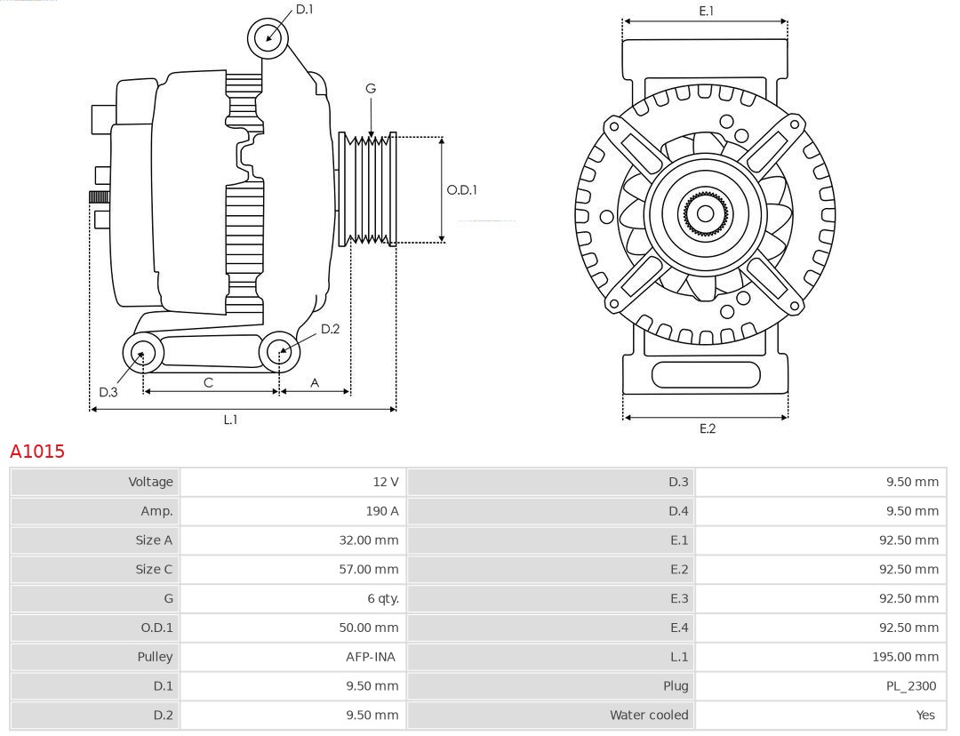 AS-PL Alternator/Dynamo A1015