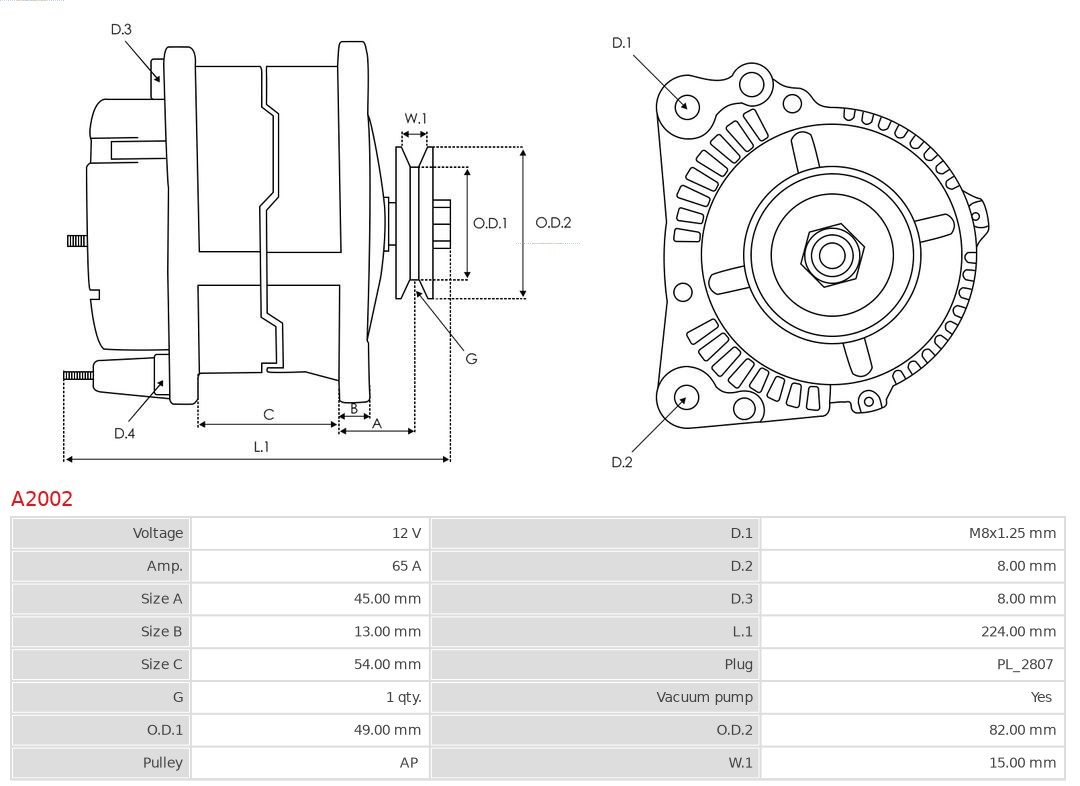 AS-PL Alternator/Dynamo A2002