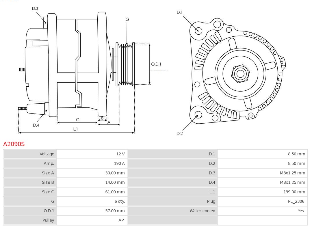 AS-PL Alternator/Dynamo A2090S