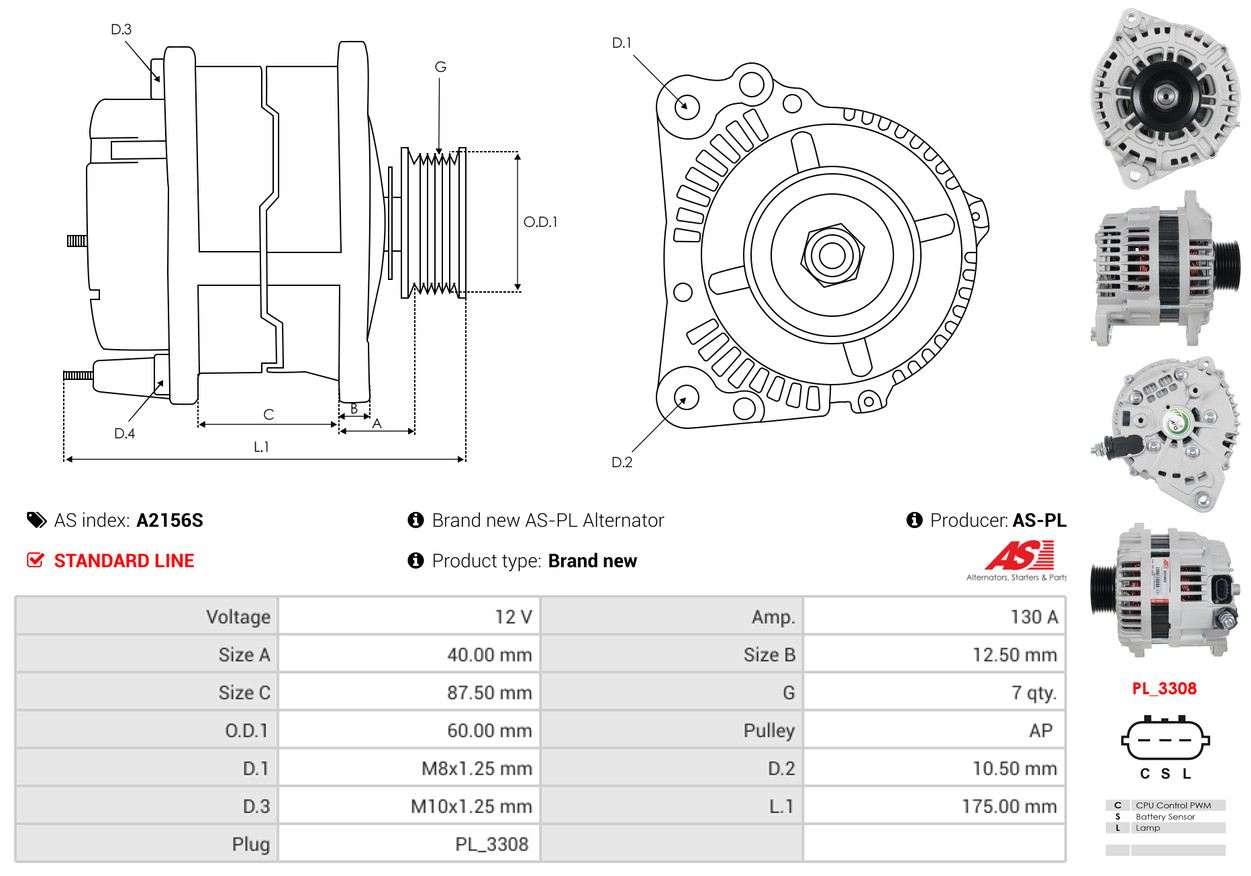 AS-PL Dynamo / Alternator A2156S
