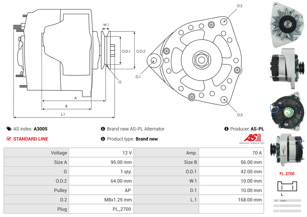 AS-PL Alternator/Dynamo A3005
