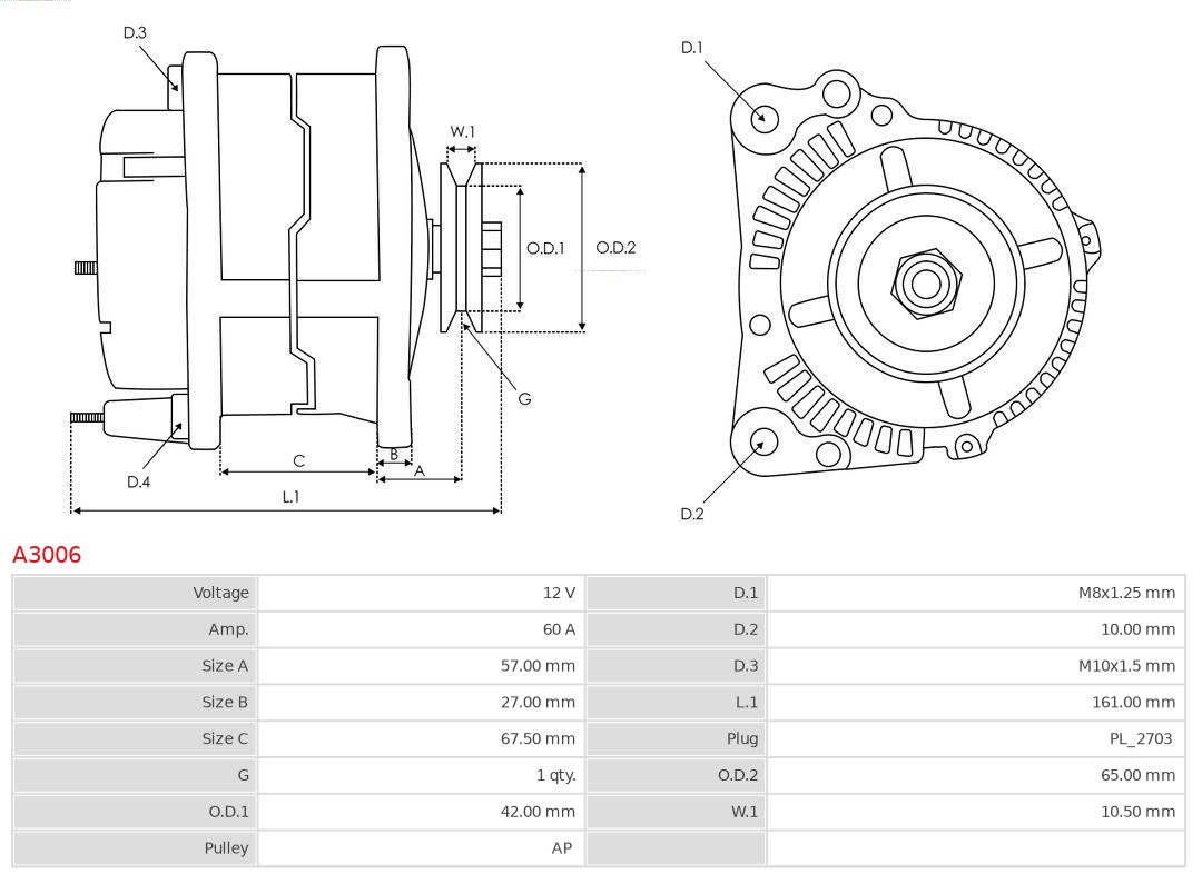 AS-PL Alternator/Dynamo A3006