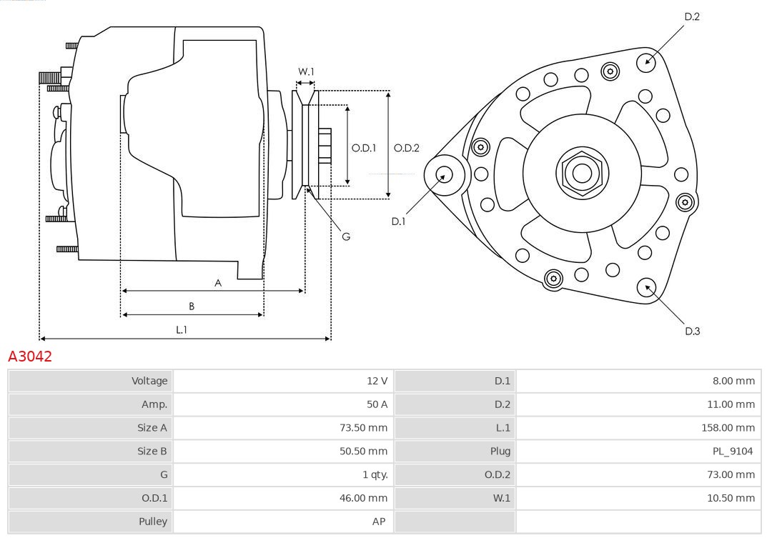 AS-PL Alternator/Dynamo A3042