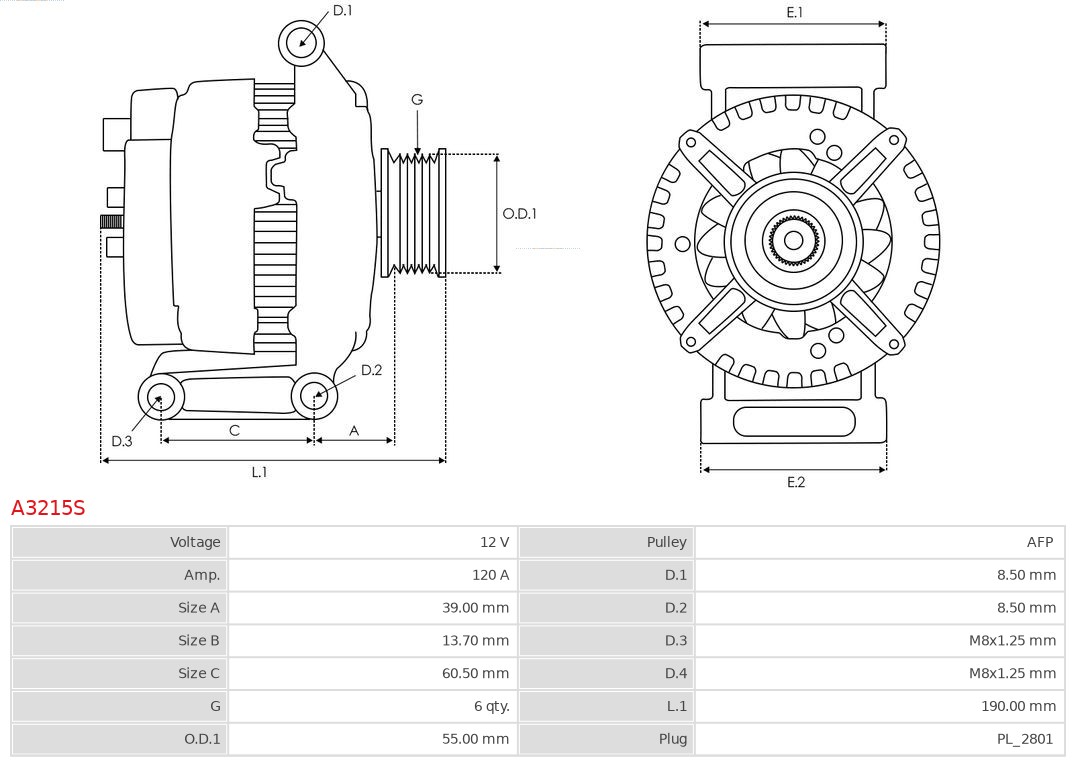 AS-PL Alternator/Dynamo A3215S