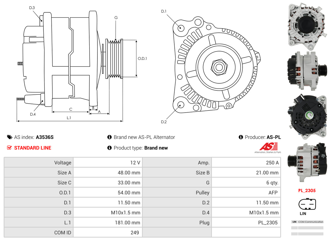 AS-PL Dynamo / Alternator A3536S