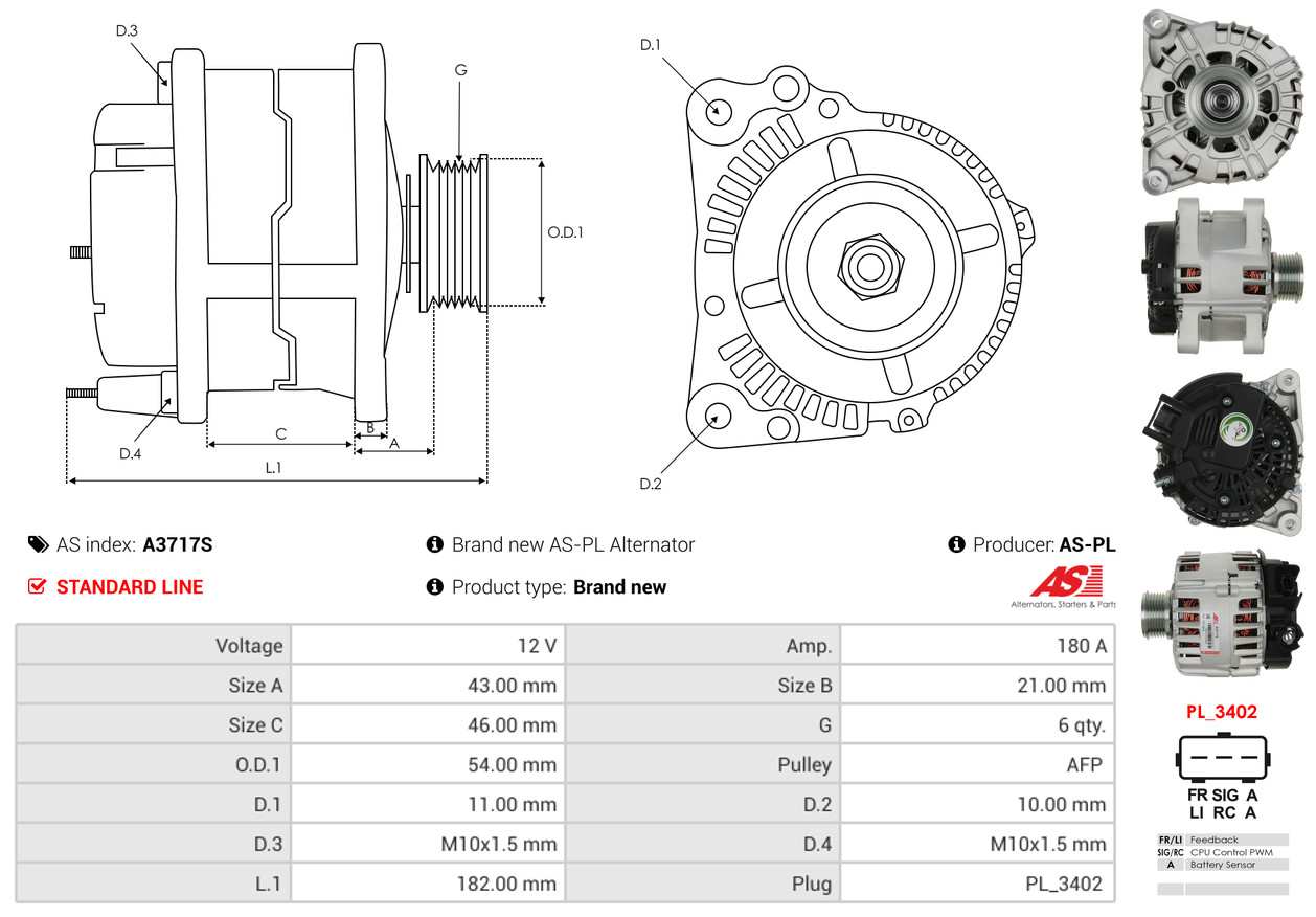 AS-PL Dynamo / Alternator A3717S
