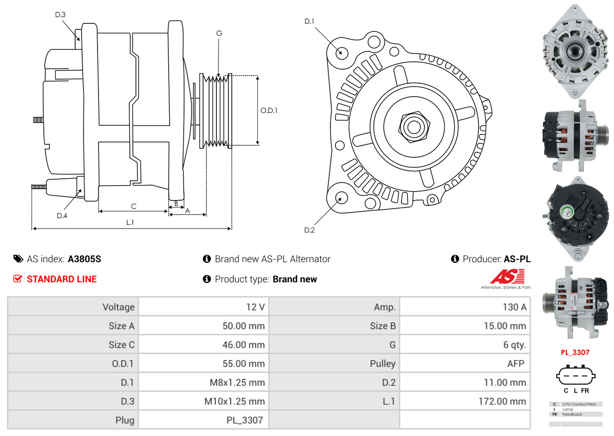 AS-PL Dynamo / Alternator A3805S
