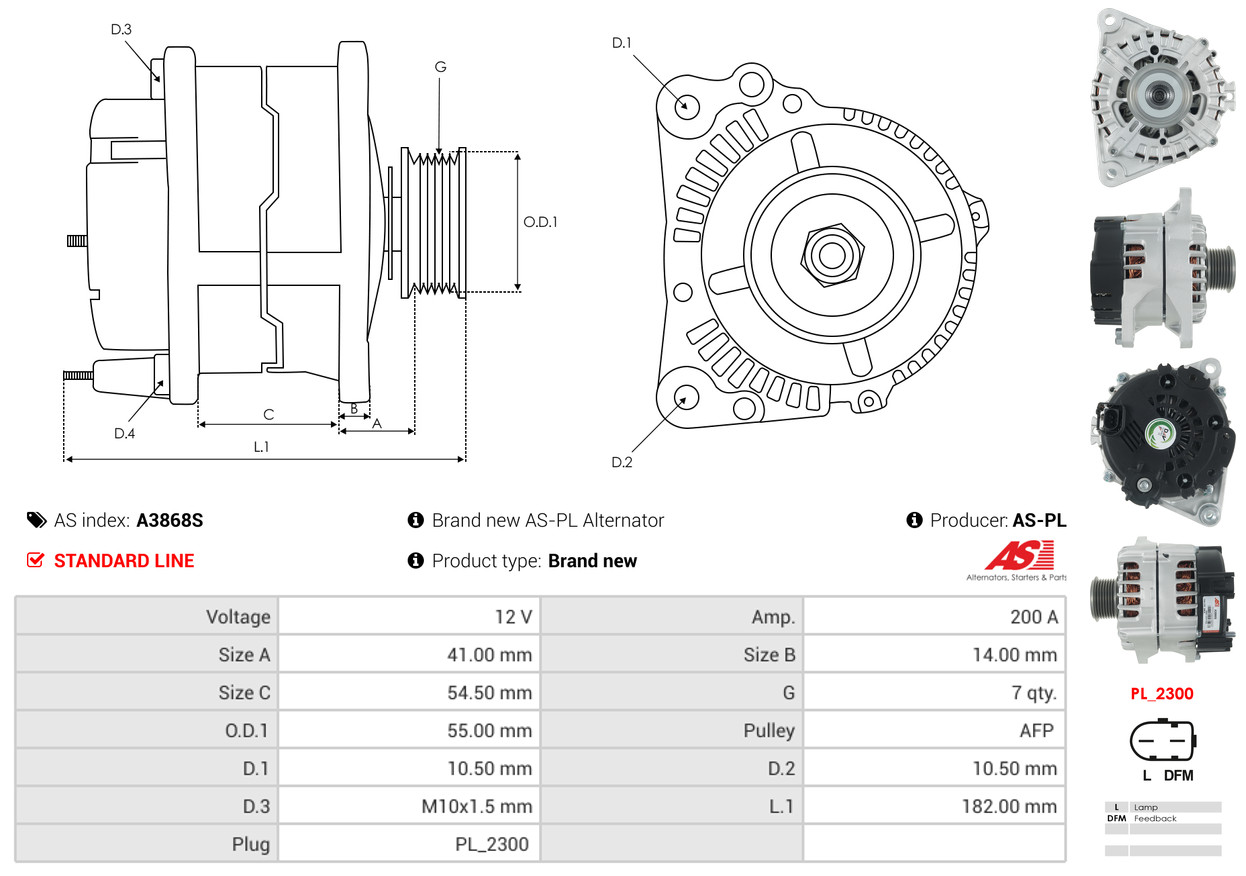 AS-PL Dynamo / Alternator A3868S