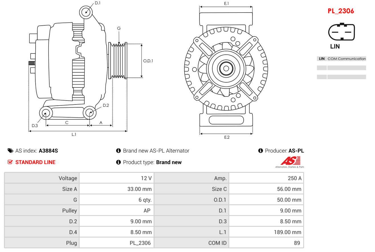Dynamo / Alternator AS-PL A3884S