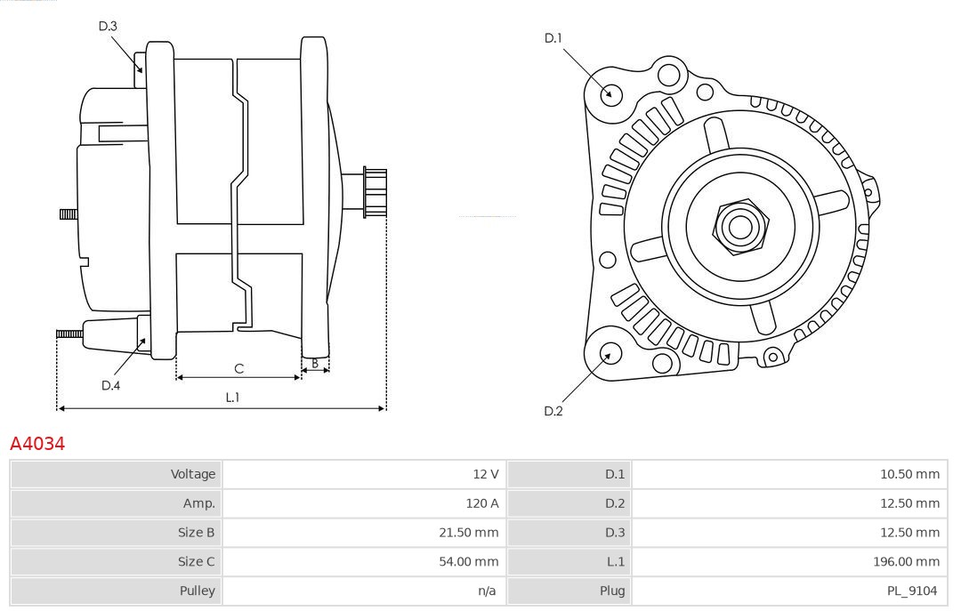 AS-PL Alternator/Dynamo A4034