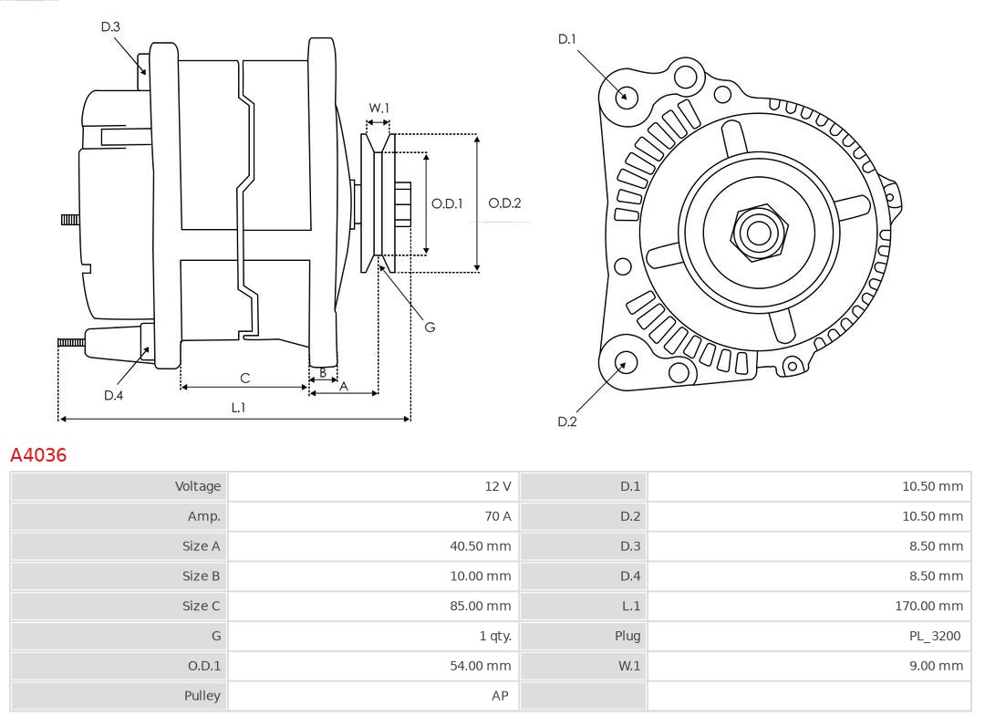 AS-PL Alternator/Dynamo A4036