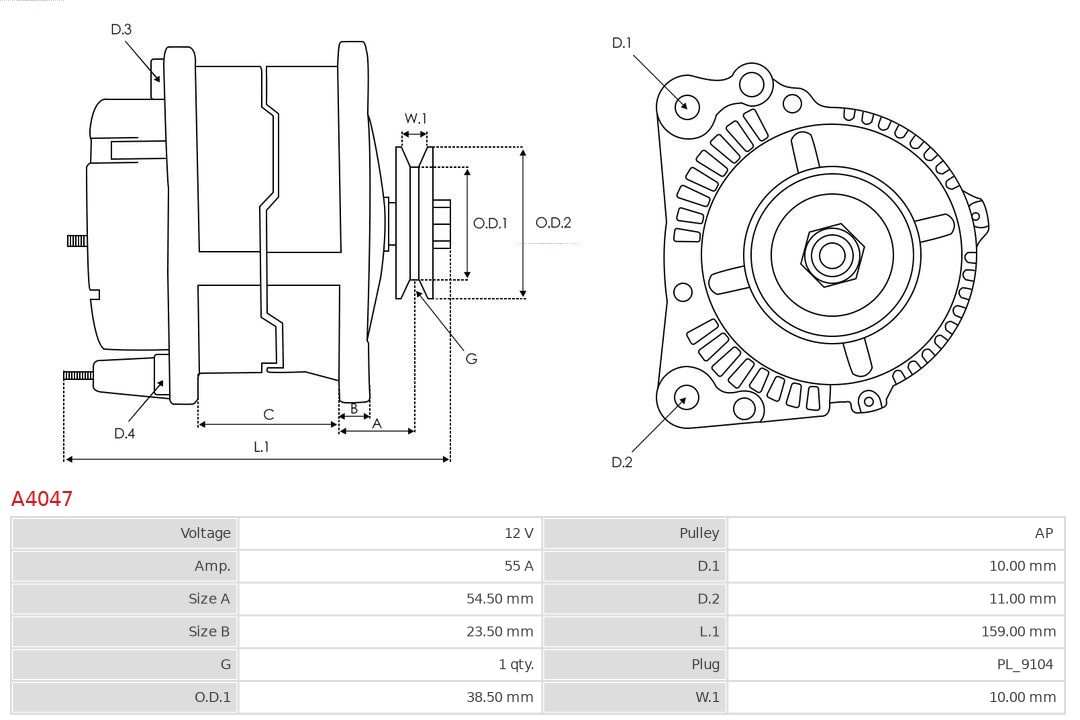 AS-PL Alternator/Dynamo A4047