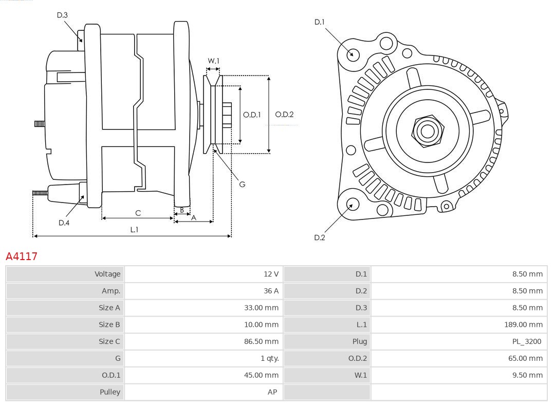 AS-PL Alternator/Dynamo A4117