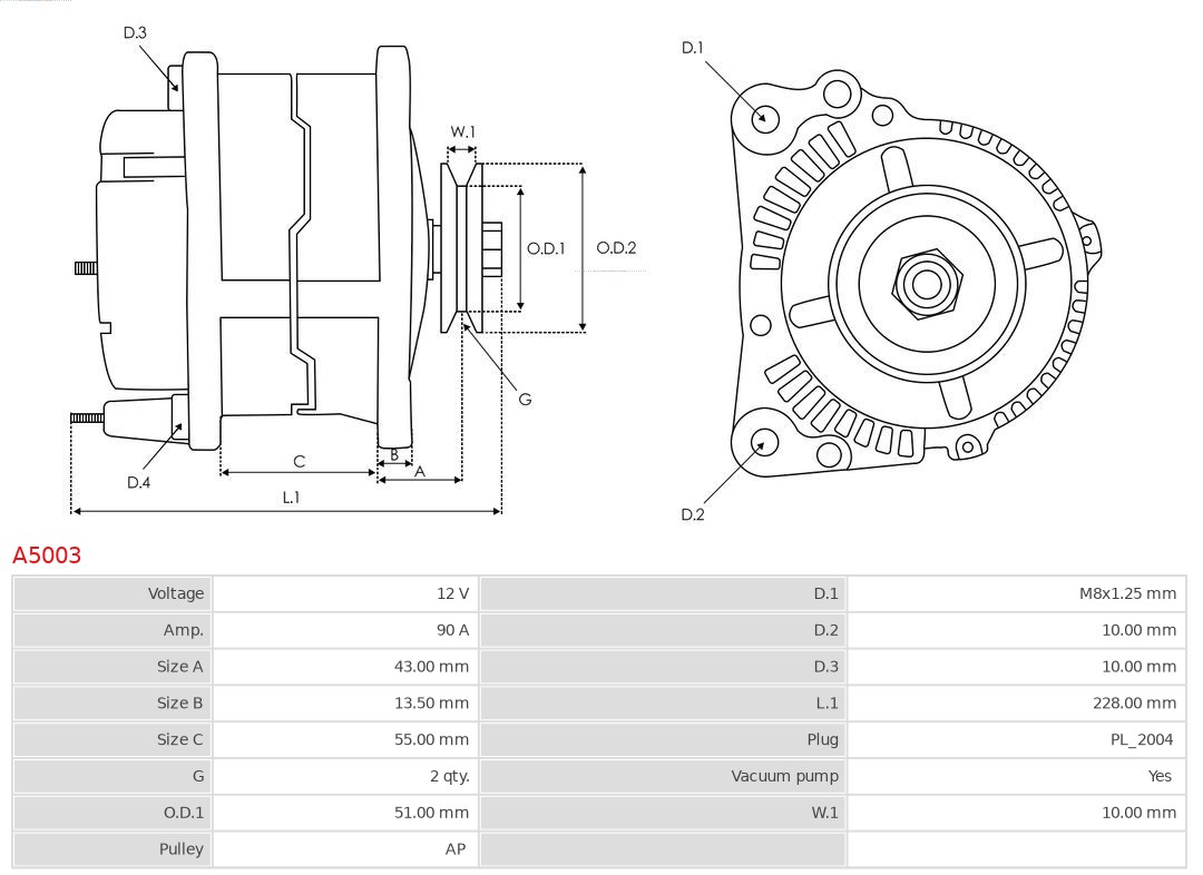 AS-PL Alternator/Dynamo A5003