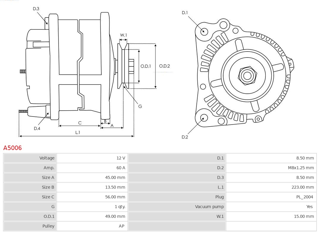 AS-PL Alternator/Dynamo A5006