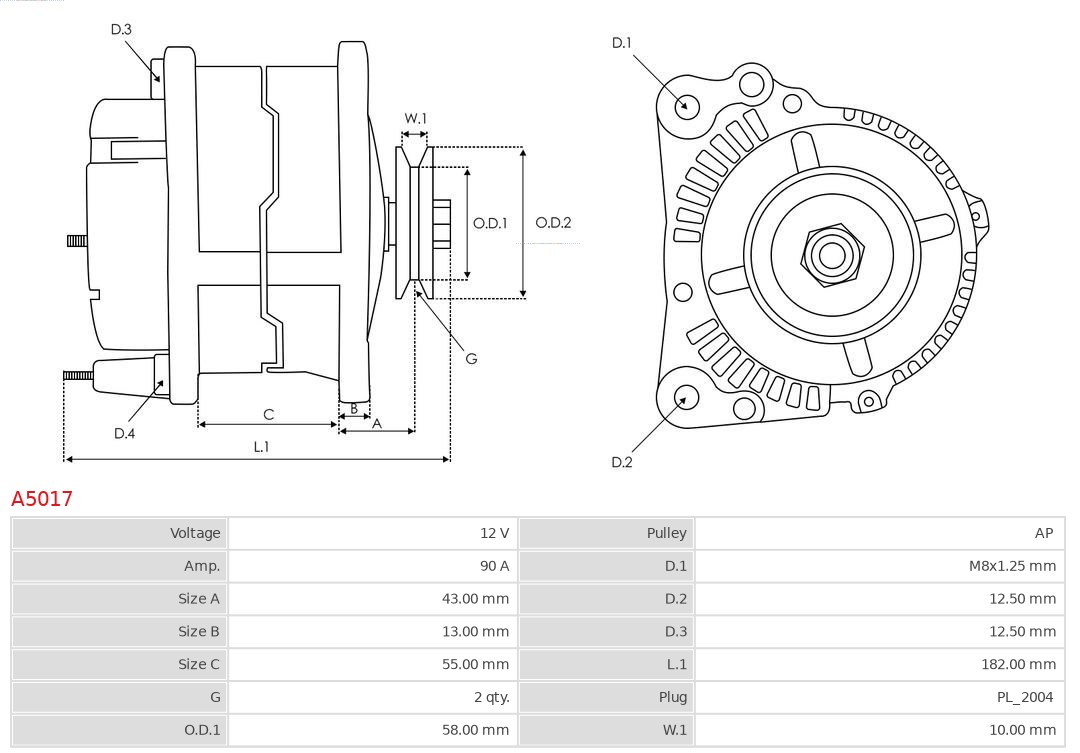 AS-PL Alternator/Dynamo A5017