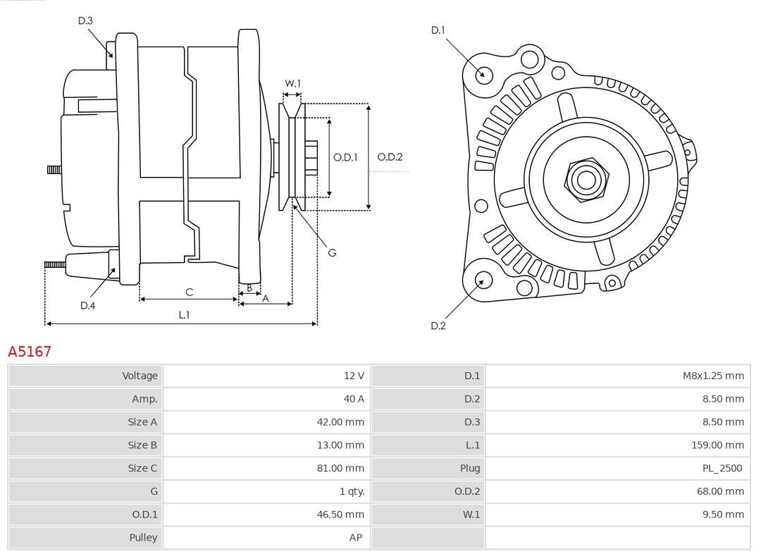 AS-PL Alternator/Dynamo A5167