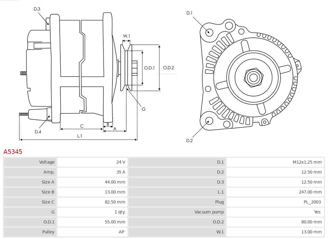 AS-PL Alternator/Dynamo A5345