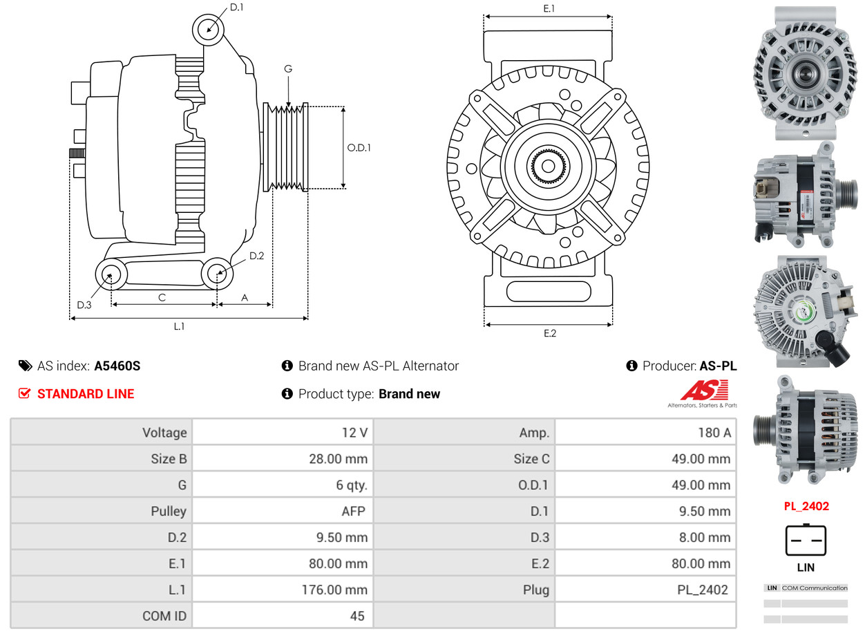 AS-PL Dynamo / Alternator A5460S