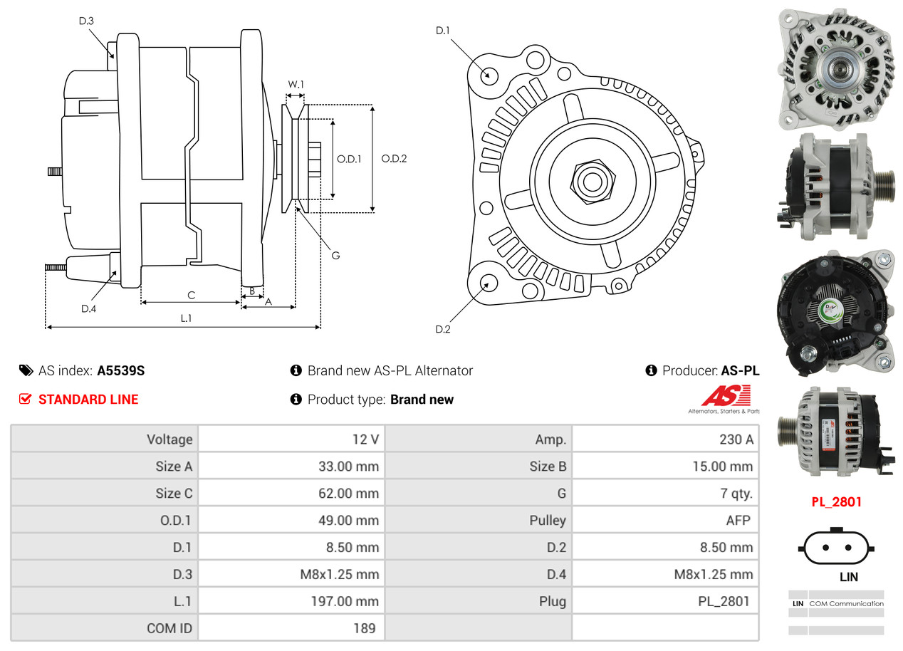 AS-PL Dynamo / Alternator A5539S
